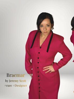 Vintage Braemar Jeremy Scott Pink Designer Dress Rare